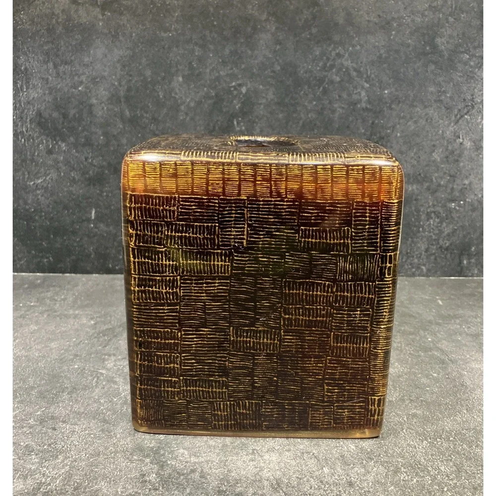 Joseph Abboud Laila Dark Brown Tissue Box Cover Resin Wood Look Environments